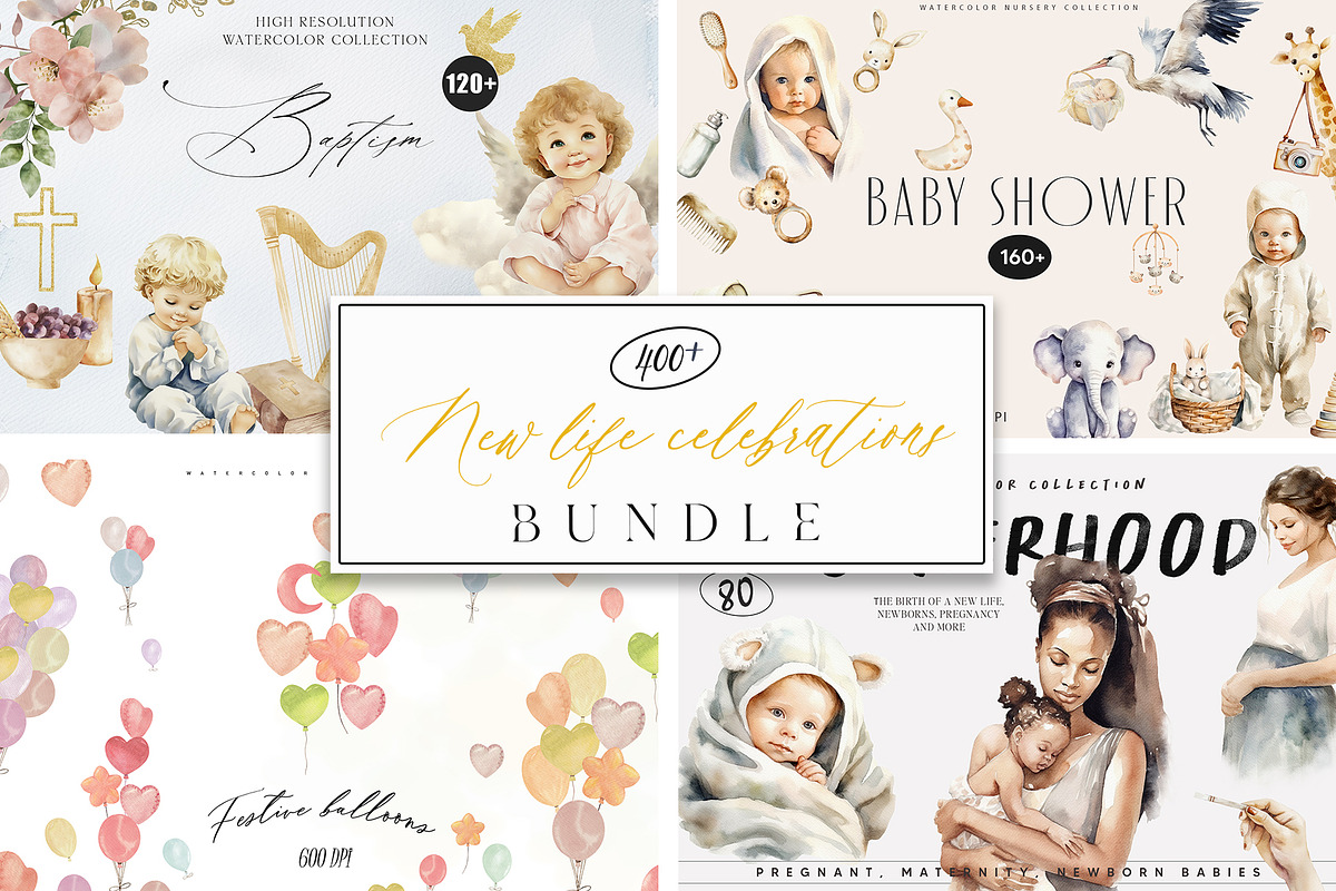 New life celebrations - bundle, a Decorative Illustration by Sunshine Art (Photo 1 of 5)