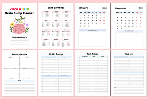 2024 ADHD Brain Dump Planner Canva