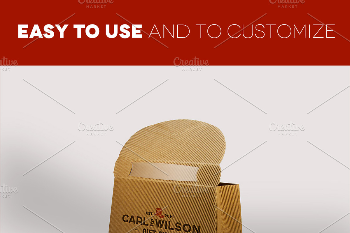 Logo on cardboard box mockups, an Advertising Mockup by Illusiongraphic (Photo 3 of 5)