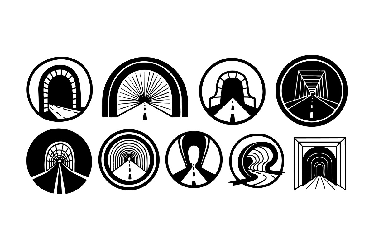 Tunnel Road SVG Clipart Set, an Illustration by designvectx (Photo 2 of 3)