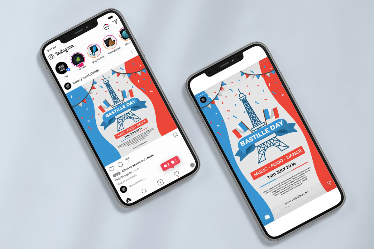 Bastille Day Flyer Social Media, a Flyer Template by Perucha studio (Photo 2 of 3)