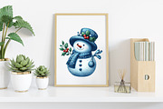 Christmas Blue Toile Snowman Clipart, an Illustration by Canvas Craft (Thumbnail 7 of 8)