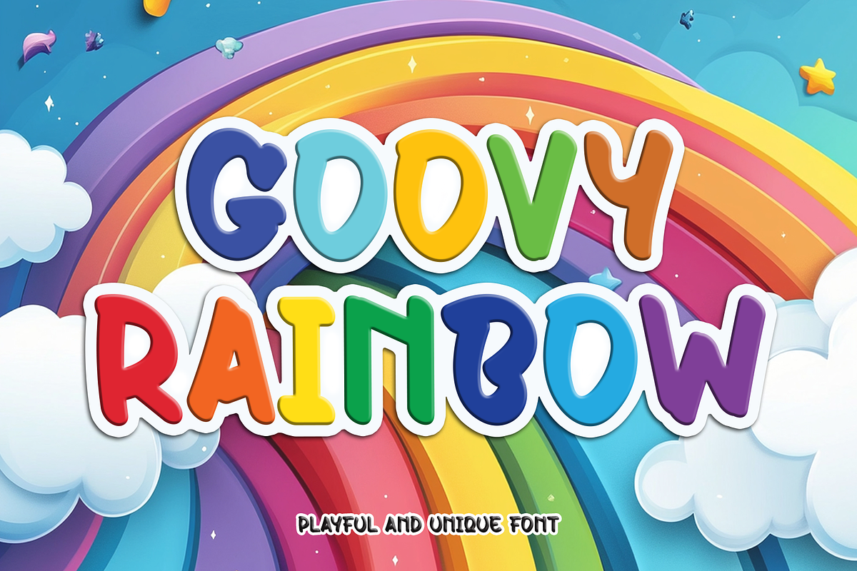 Groovy Rainbow | Script Font, a Script Font by Scratchones (Photo 1 of 8)