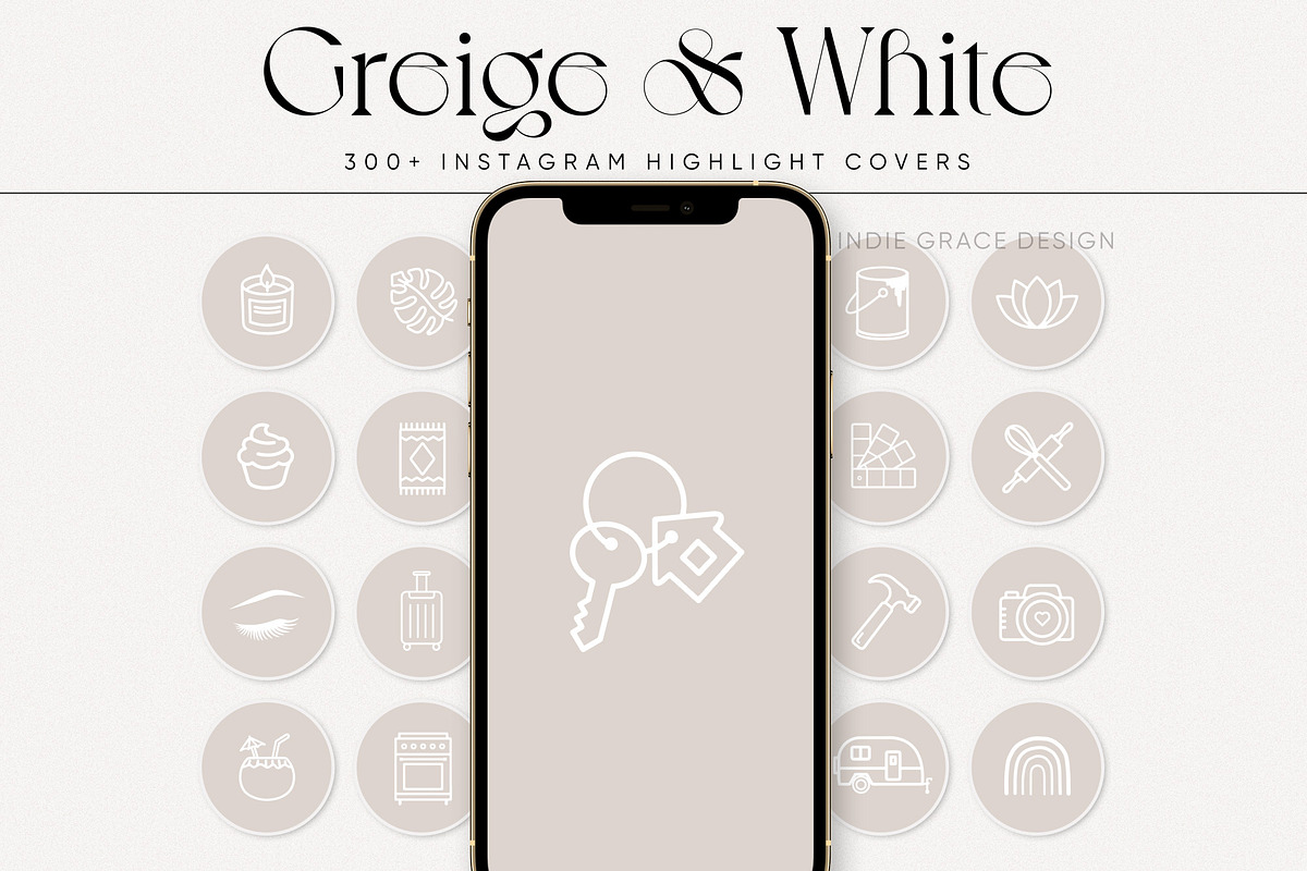 Greige Instagam Highlight Icons, a Social Media Template by Indie Grace Design (Photo 1 of 7)