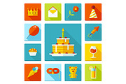 Flat Vector Birthday Party Icons, an Icon by painterr (Thumbnail 2 of 2)
