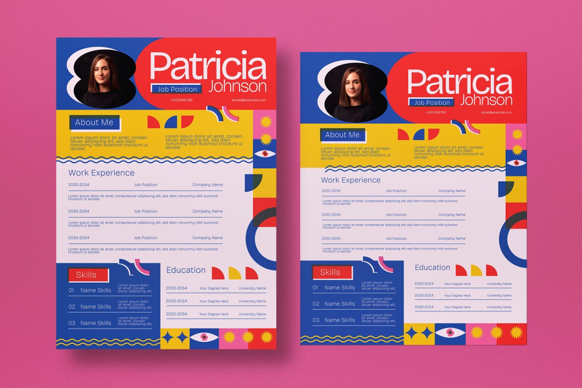 Blue Red Colorblock Resume US Letter, a Resume Template by graphicook (Photo 2 of 3)