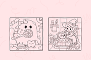 Spooky Halloween Coloring Pages, a Seasonal Illustration by Neon Studio (Thumbnail 2 of 4)