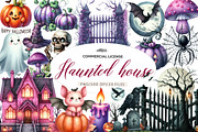 Watercolor  Haunted house, an Illustration by CreationArt (Thumbnail 1 of 6)
