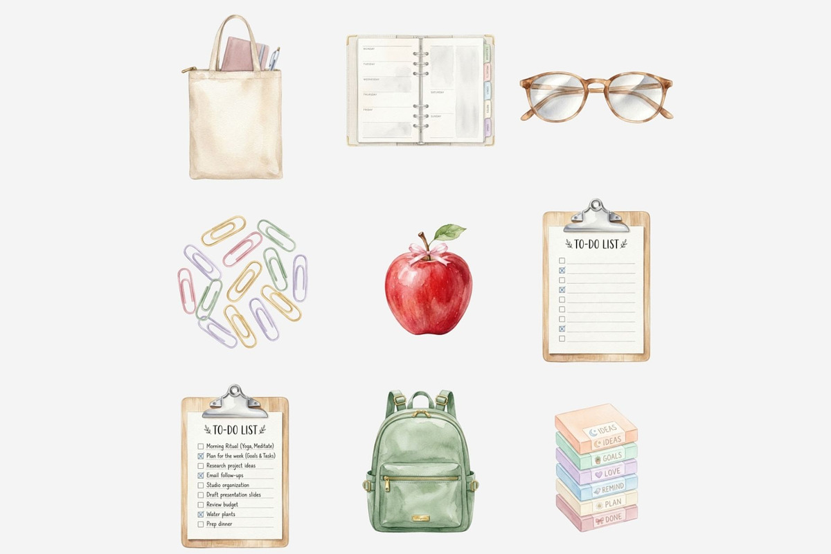 Back to School Aesthetic Clipart, a Seasonal Illustration by Tanya Kart (Photo 11 of 15)
