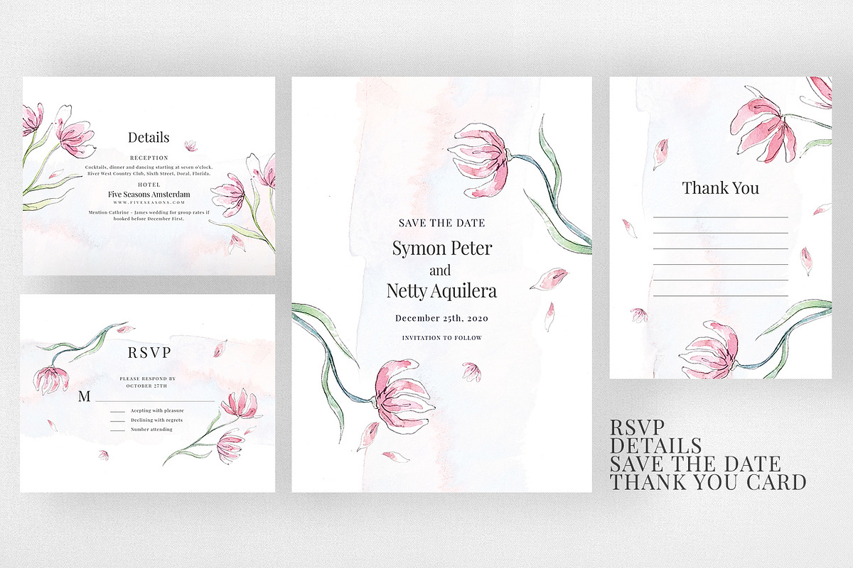 Pink Floral Sketch Wedding Suite, an Invitation Template by Azka Creative (Photo 3 of 5)