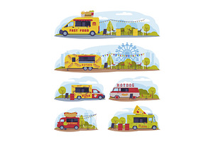 Bright Food Truck in Green Park, a Food Illustration by TopVectors