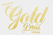 Gold Press Lettering, a Layer Style Add-On by Creative Media Co (Thumbnail 1 of 5)