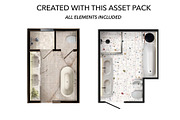 Bath Floor Plan Pack – Top Views, an Object Graphic by SketchBoyko (Thumbnail 7 of 8)