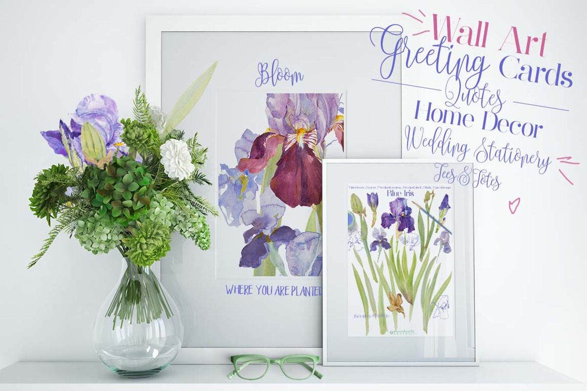 BLUE IRIS - watercolor clipart set, an Illustration by watercolorwild.graphics (Photo 4 of 7)