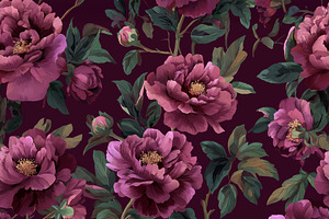Seamless pattern, peonies blooming, creating elegance and vintag, a Pattern Graphic by Anneleven