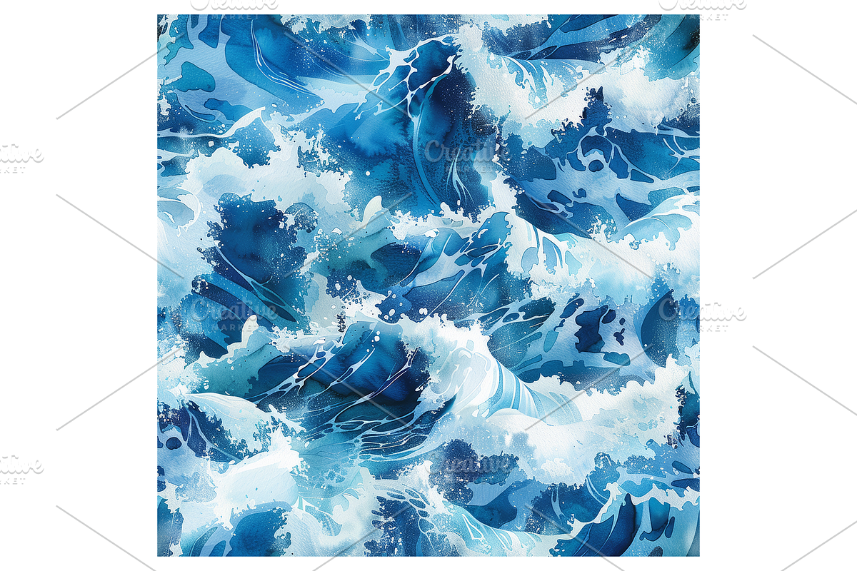 Watercolor Waves Digital Paper, a Pattern Graphic by Chromolume Studio (Photo 5 of 28)