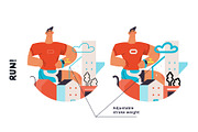 RUN! flat vector illustrations set, a Templates & Theme by Grivina's shop (Thumbnail 2 of 24)