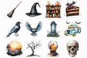 Vintage Creepy Halloween Clipart, an Illustration by Design Market (Thumbnail 2 of 4)