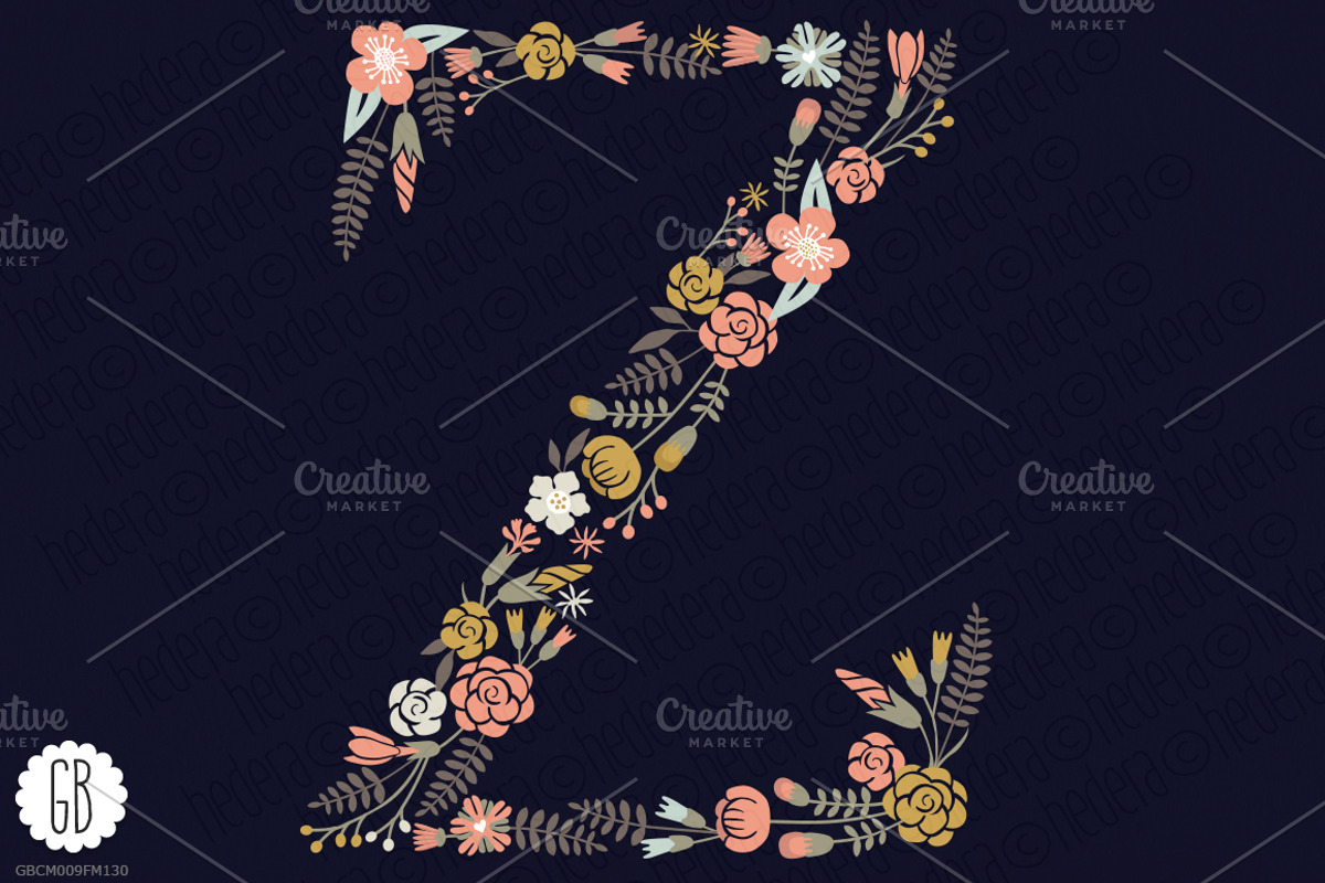 Floral letters, monogram, floral GZF, a Decorative Illustration by GrafikBoutique (Photo 2 of 3)