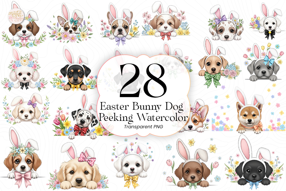 Easter Bunny Dog PNG Clipart., an Animal Illustration by KennedyStudio (Photo 1 of 5)