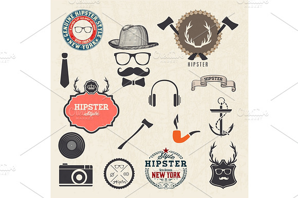 Hipster style design icons preview 2