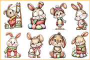 Cozy Easter Bunny Clipart, a Seasonal Illustration by HueNestify (Thumbnail 2 of 3)