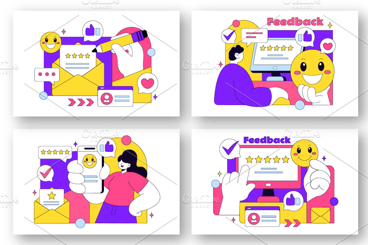 10 Customer Feedback Illustration, an Object Illustration by denayunebgt (Photo 3 of 4)
