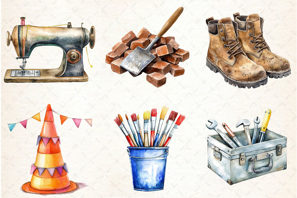 Labor Day Watercolor Clipart, an Illustration by Libby Wishes (Photo 4 of 6)
