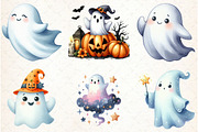 Watercolor Cute Ghost Clipart, an Illustration by Libby Wishes (Thumbnail 2 of 6)