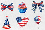 Watercolor 4th Of July Clipart, a Seasonal Illustration by Rose Art (Thumbnail 3 of 5)