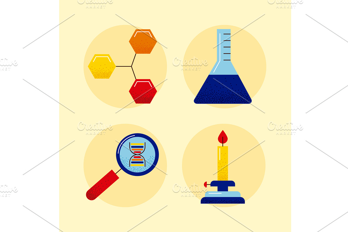 four dna study icons, an Illustration by studiogstock