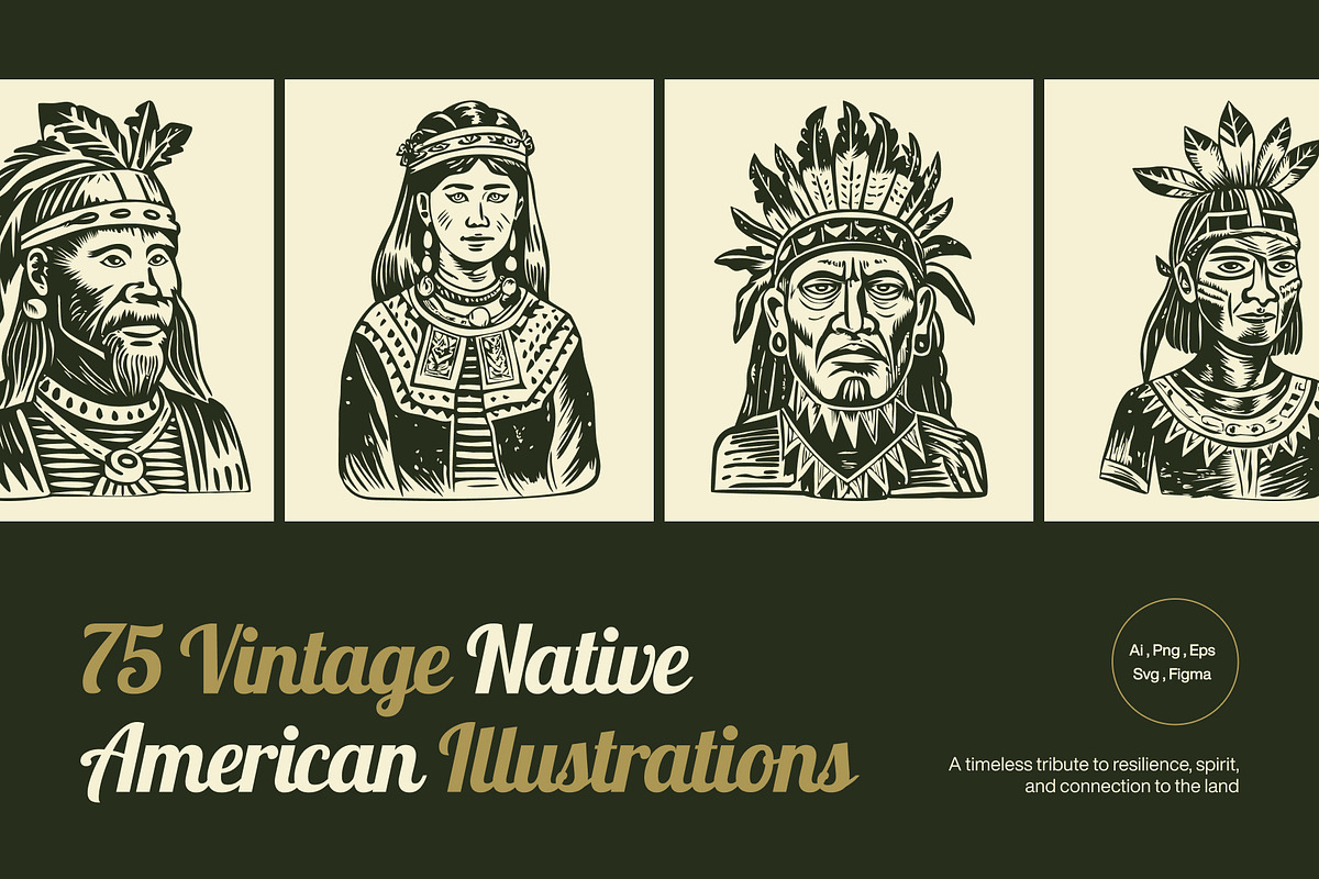 Native American Art Icon Set, a Person Illustration by Creative Stall (Photo 1 of 9)
