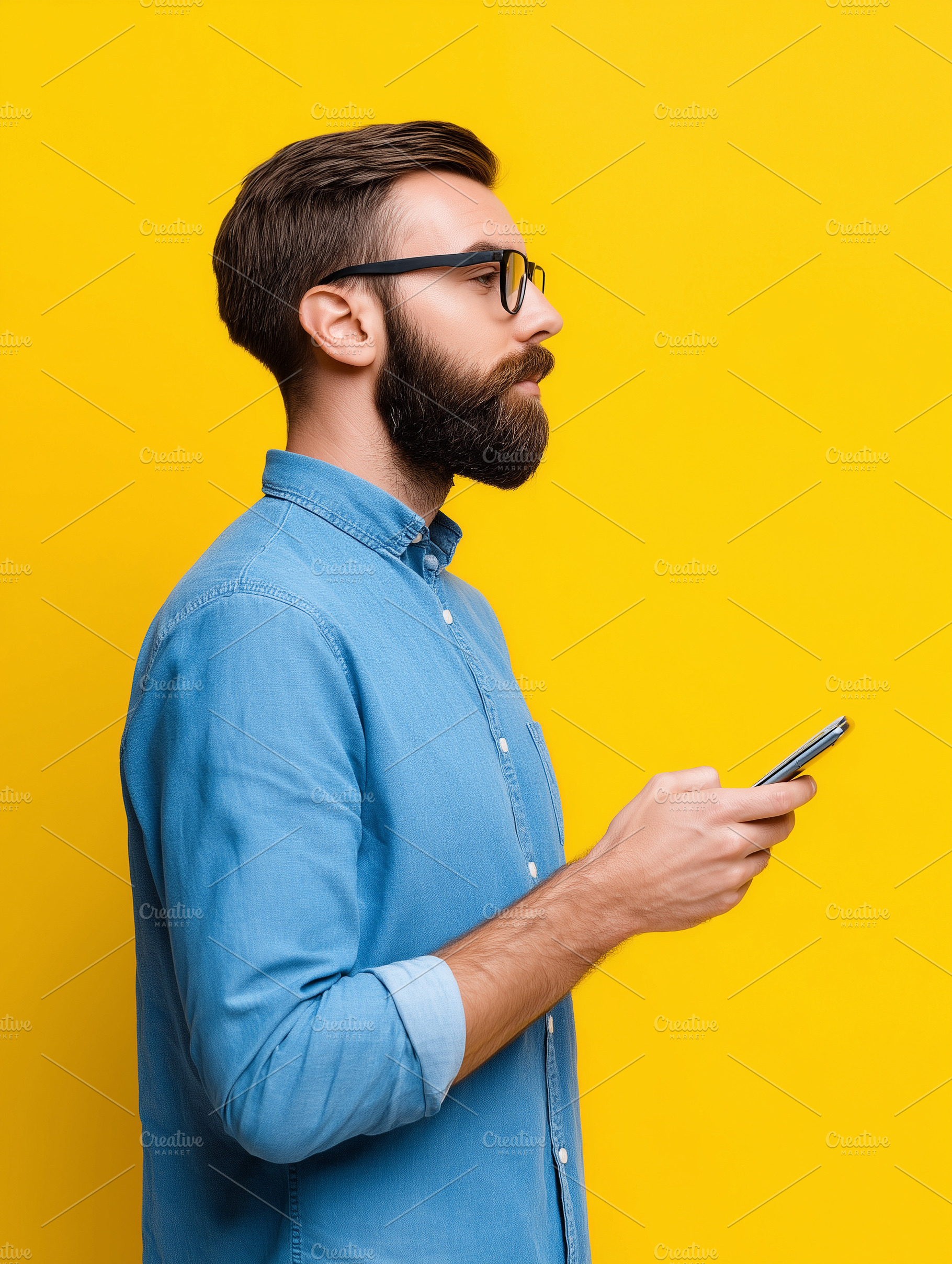 Side profile of a bearded man wear, a Technology Photo by MistyDay