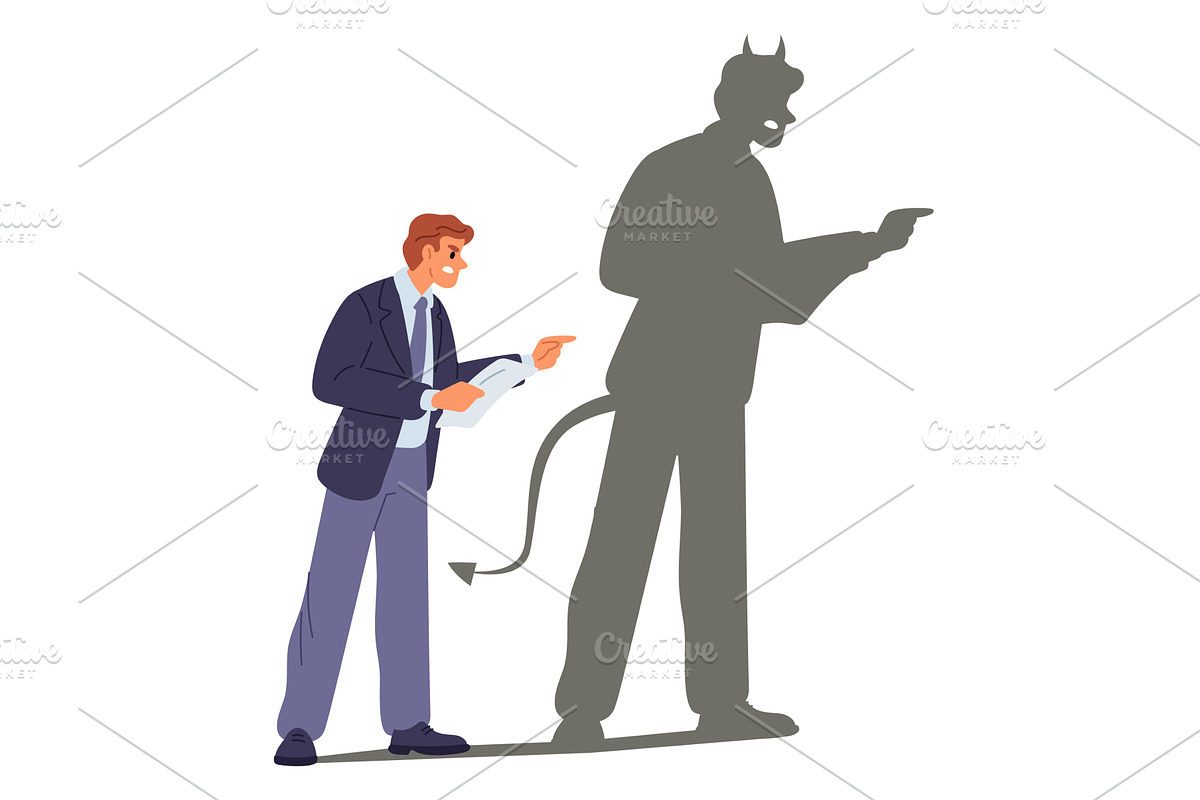 Aggressive businessman with shadow, a Person Illustration by Vectorbuum