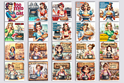 Pin Up Girl Coaster - Sarcastic, a Person Illustration by ElenazlataArt (Thumbnail 3 of 10)