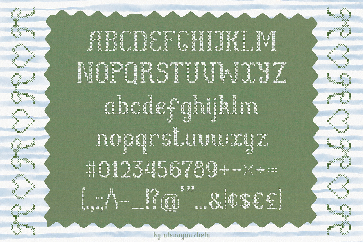 APRIL THREAD - Cross-Stitch Font, a Serif Font by alenaganzhela (Photo 5 of 9)