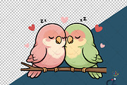 Adorable Lovebirds Cuddling Png, an Illustration by Creative Art (Thumbnail 6 of 6)