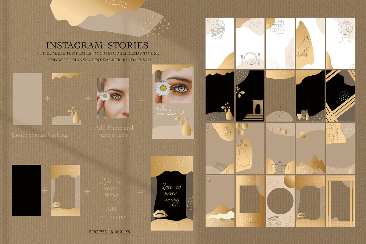 Instagram Bundle Gold for Girls, an Illustration by WildStrawberry Magic (Photo 2 of 7)
