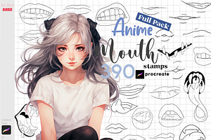 Procreate Anime Mouth Lips Stamps