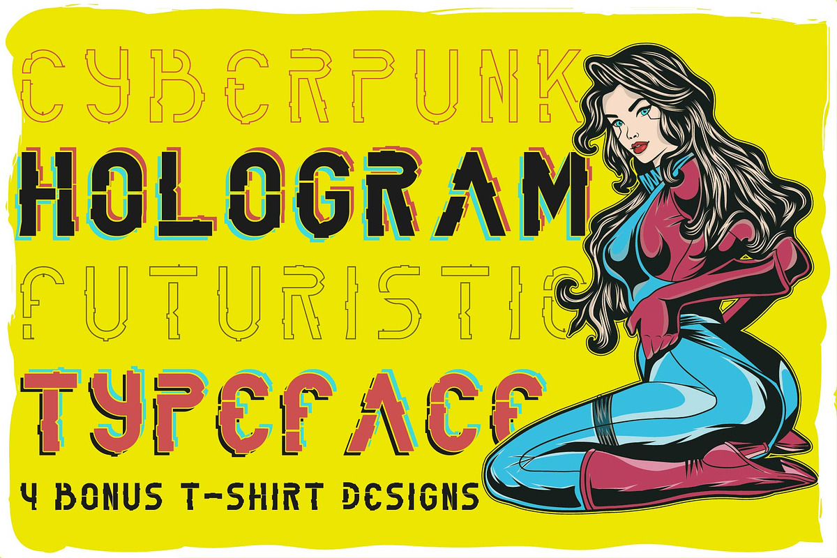 Hologram font + 4 bonus designs, a Font by Heather_insane (Photo 1 of 4)