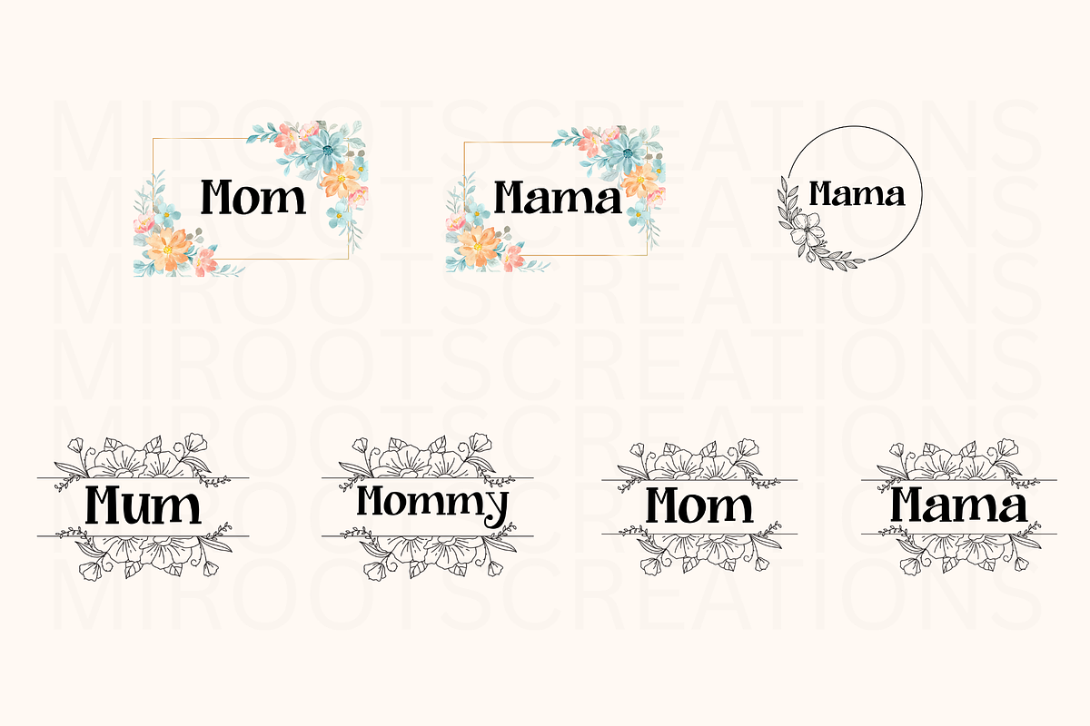 Floral Mama Monogram PNG Bundle, an Object Graphic by MIRoots Design Studio (Photo 2 of 4)