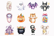 Cute Halloween Clipart Set, an Illustration by Design Market (Thumbnail 3 of 7)