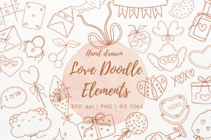 Hand-Drawn Love Doodle Elements set