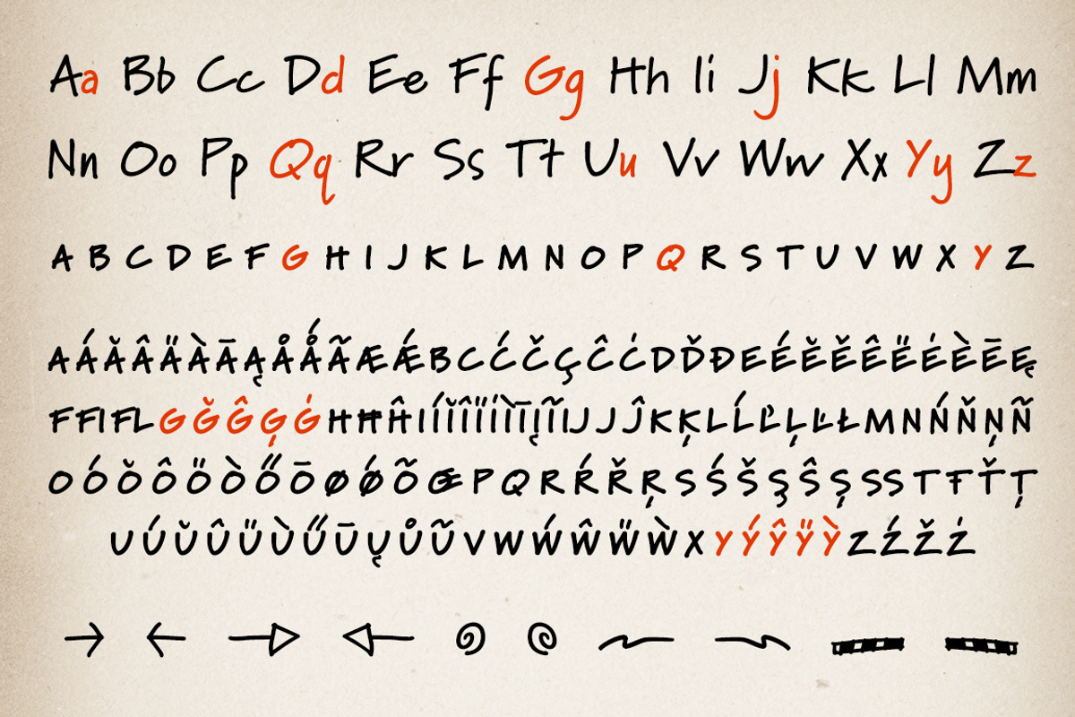 Marydale Bold, a sticky-note font preview 5
