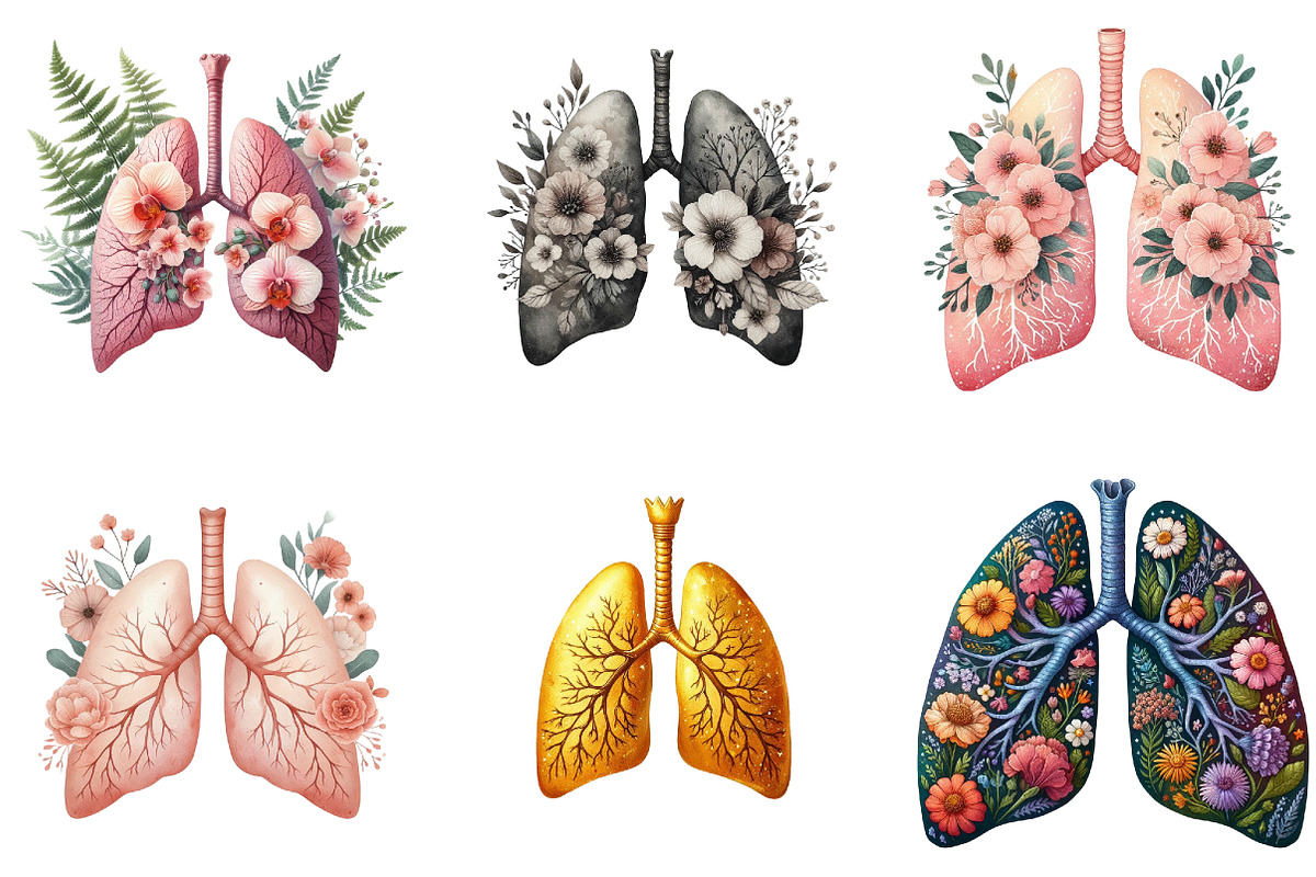 Floral Lung Sublimation Clipart Bund, an Illustration by DreamArtGraphic (Photo 2 of 4)