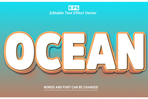 Ocean 3d Editable Text Vector