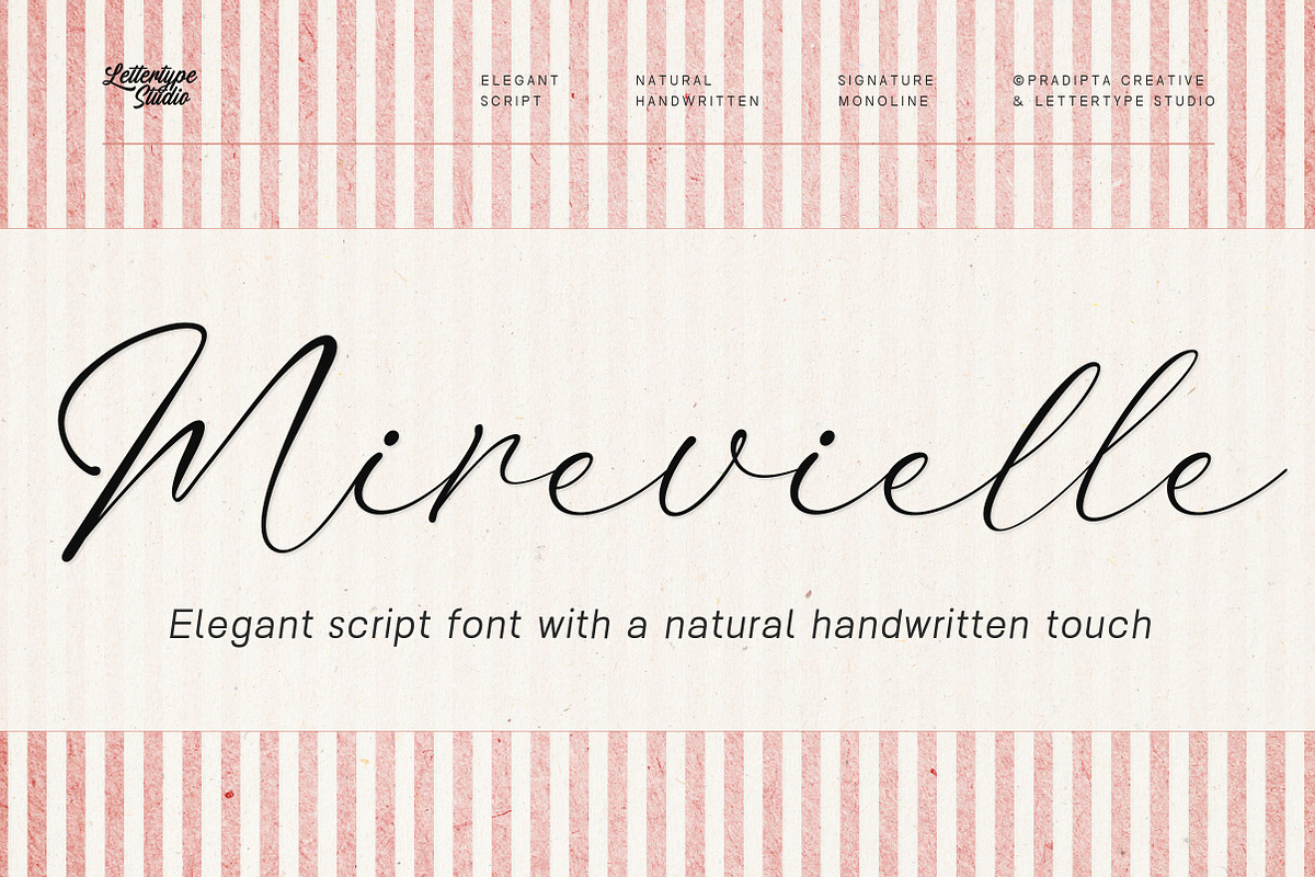 Mirevielle — Elegant Branding Script, a Script Font by Lettertype Studio (Photo 1 of 15)