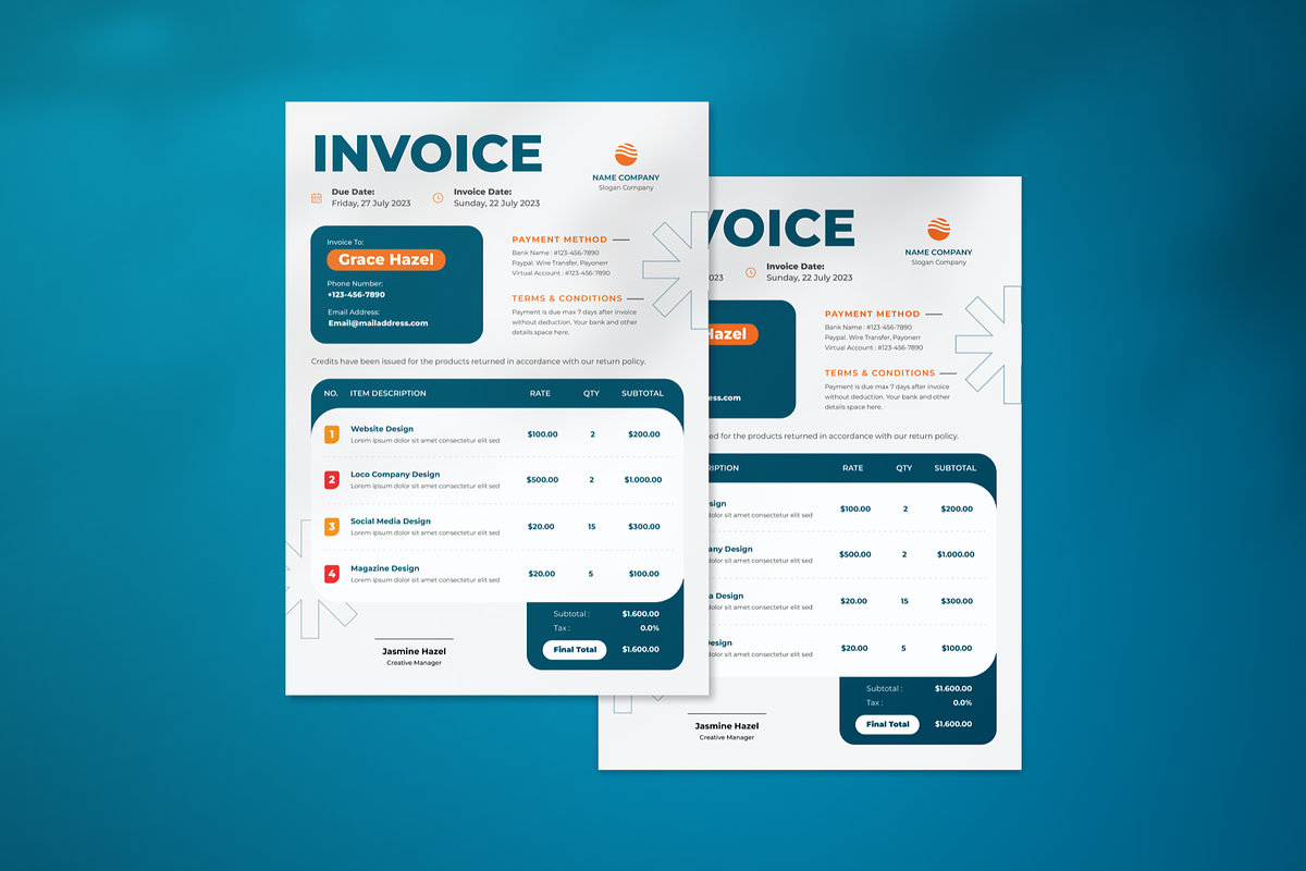 Blazy Modern Invoice, a Print Template by SquidPixey (Photo 6 of 6)