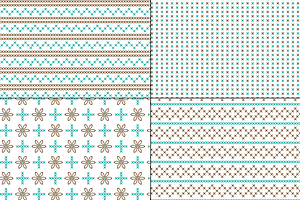 Turquoise Brown Embroidered Patterns