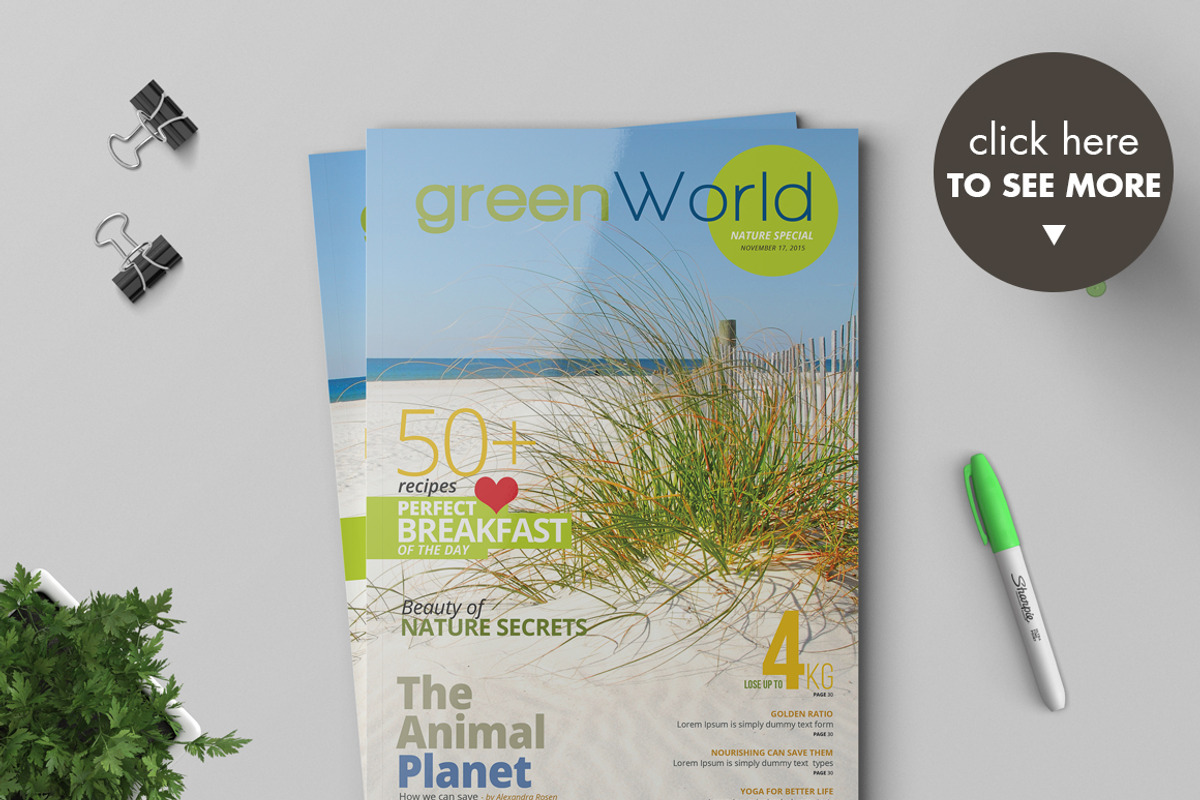 Green World Magazine Template, a Magazine Template by Typography Prime
